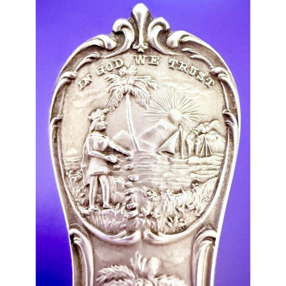 Historical SOUVENIR SPOON Jacksonville Florida STERLING SILVER Alligator Palm - Picture 1 of 10
